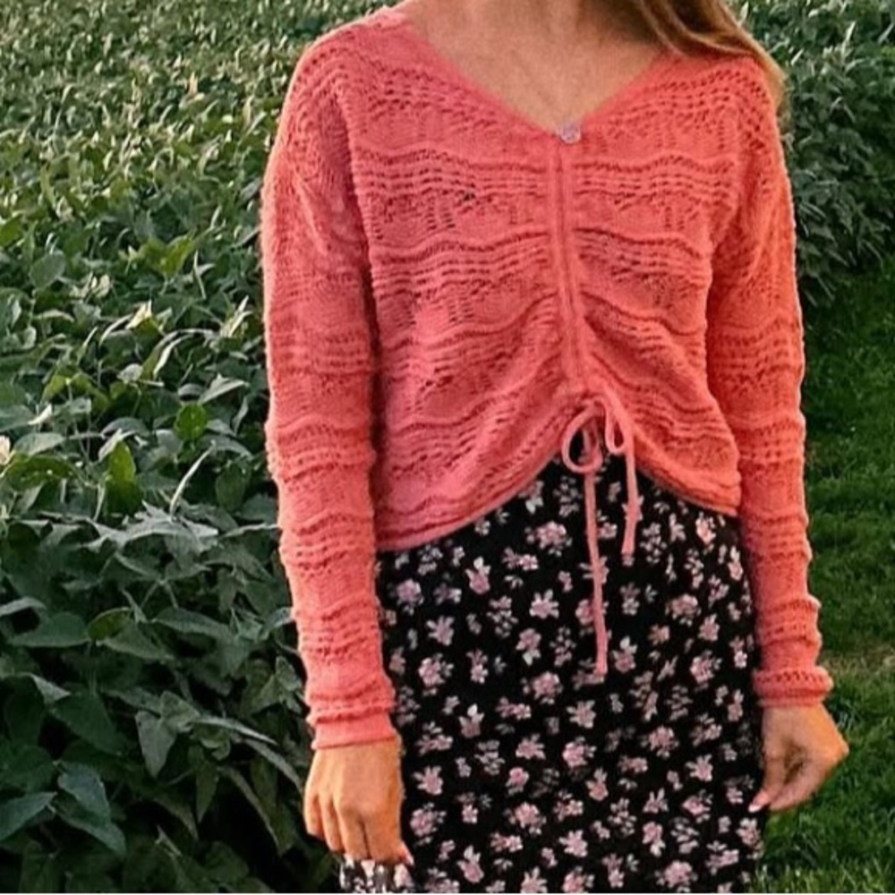 Women's Pink Crochet Sweater